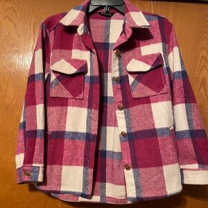 🧥 BURGUNDY / MAUVE PLAID KIDS JACKET